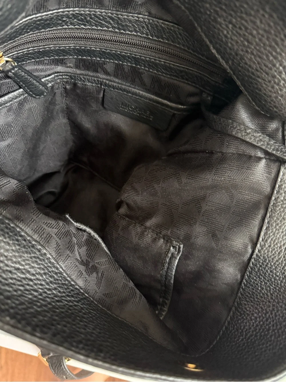 Michael Kors Black Pebbled Leather Hobo Shoulder Bag with Gold Hardware